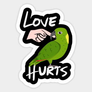 Love Hurts Yellow Naped Amazon Parrot Biting Finger Sticker